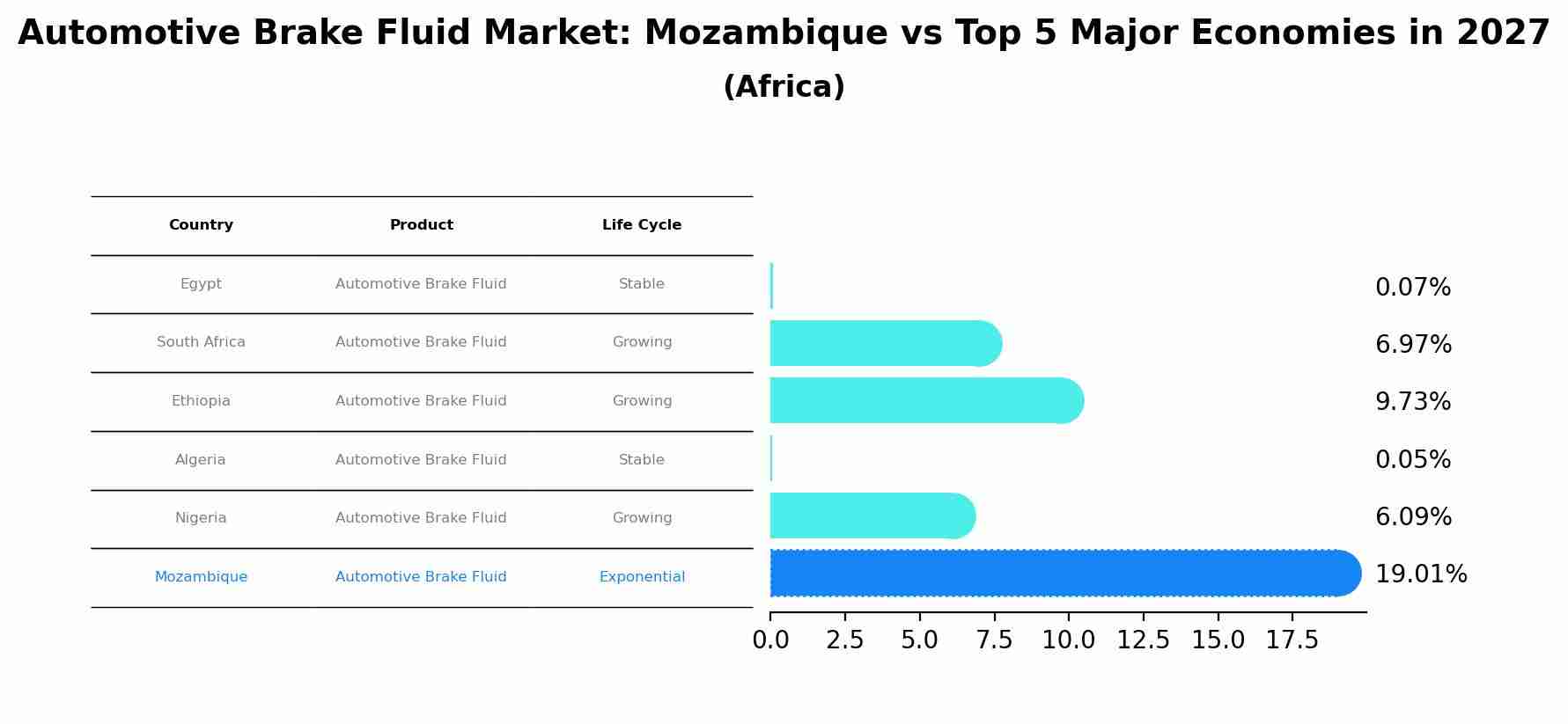 Automotive Brake Fluid Market: Mozambique vs Top 5 Major Economies in 2027 (Africa)