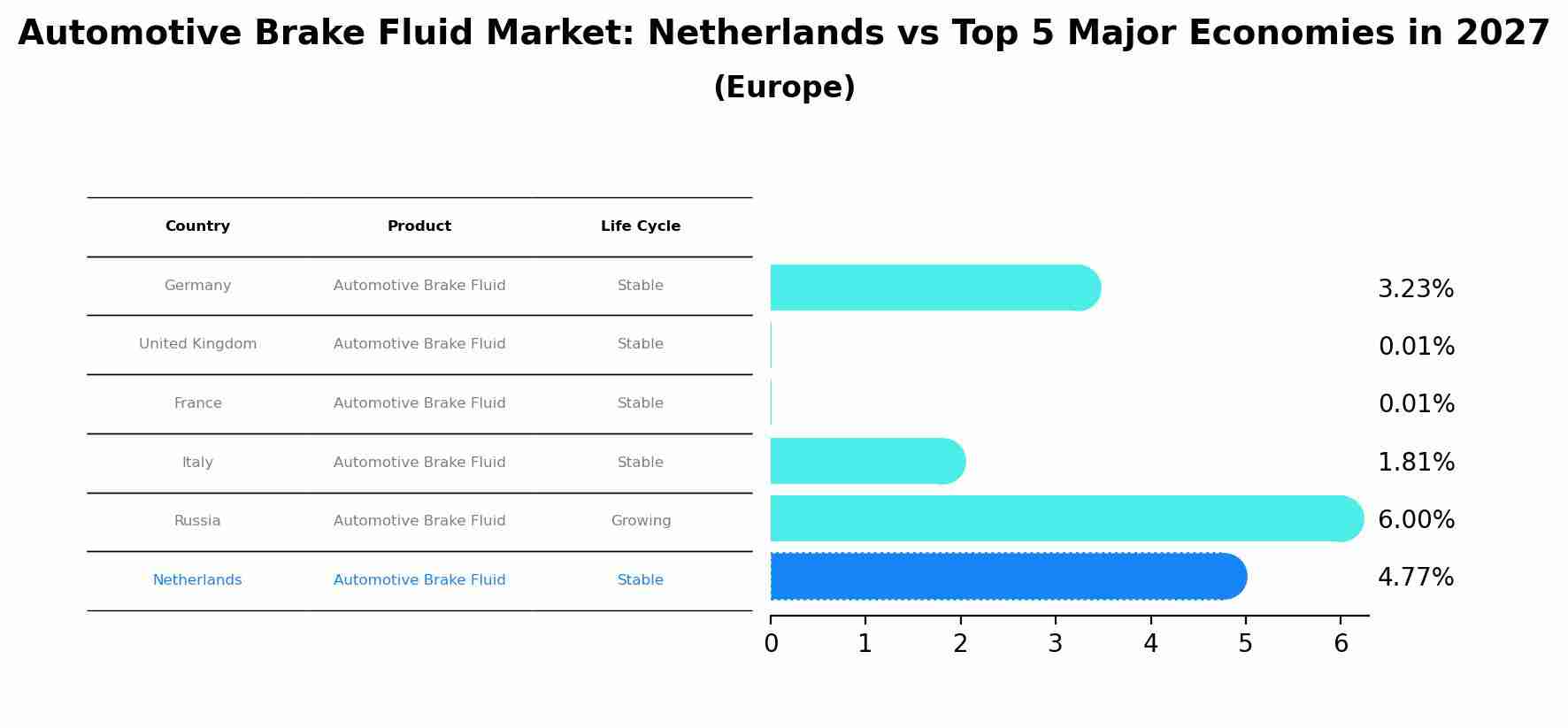 Automotive Brake Fluid Market: Netherlands vs Top 5 Major Economies in 2027 (Europe)