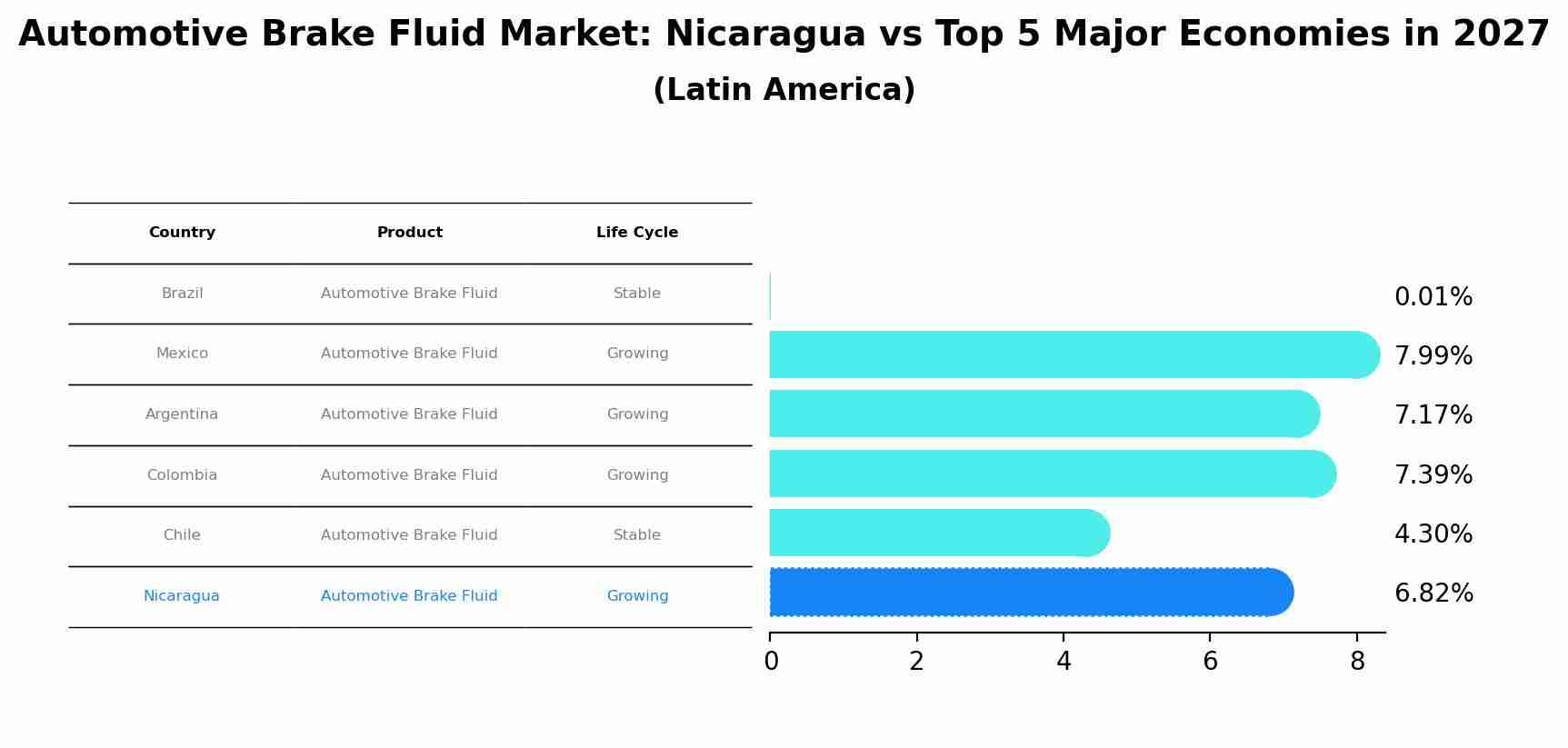 Automotive Brake Fluid Market: Nicaragua vs Top 5 Major Economies in 2027 (Latin America)