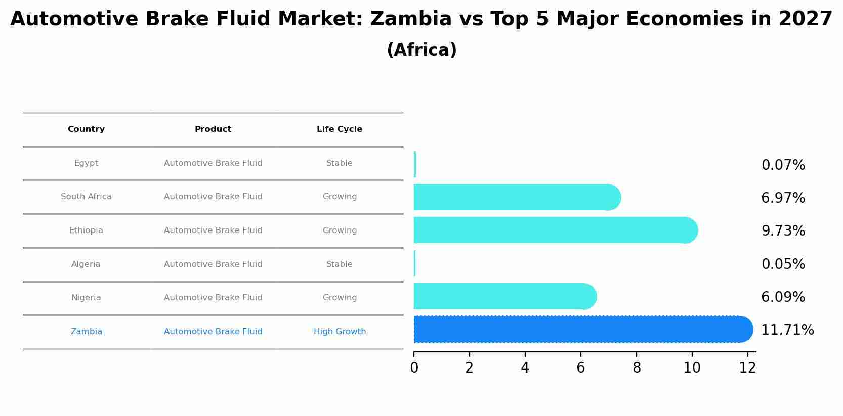 Automotive Brake Fluid Market: Zambia vs Top 5 Major Economies in 2027 (Africa)