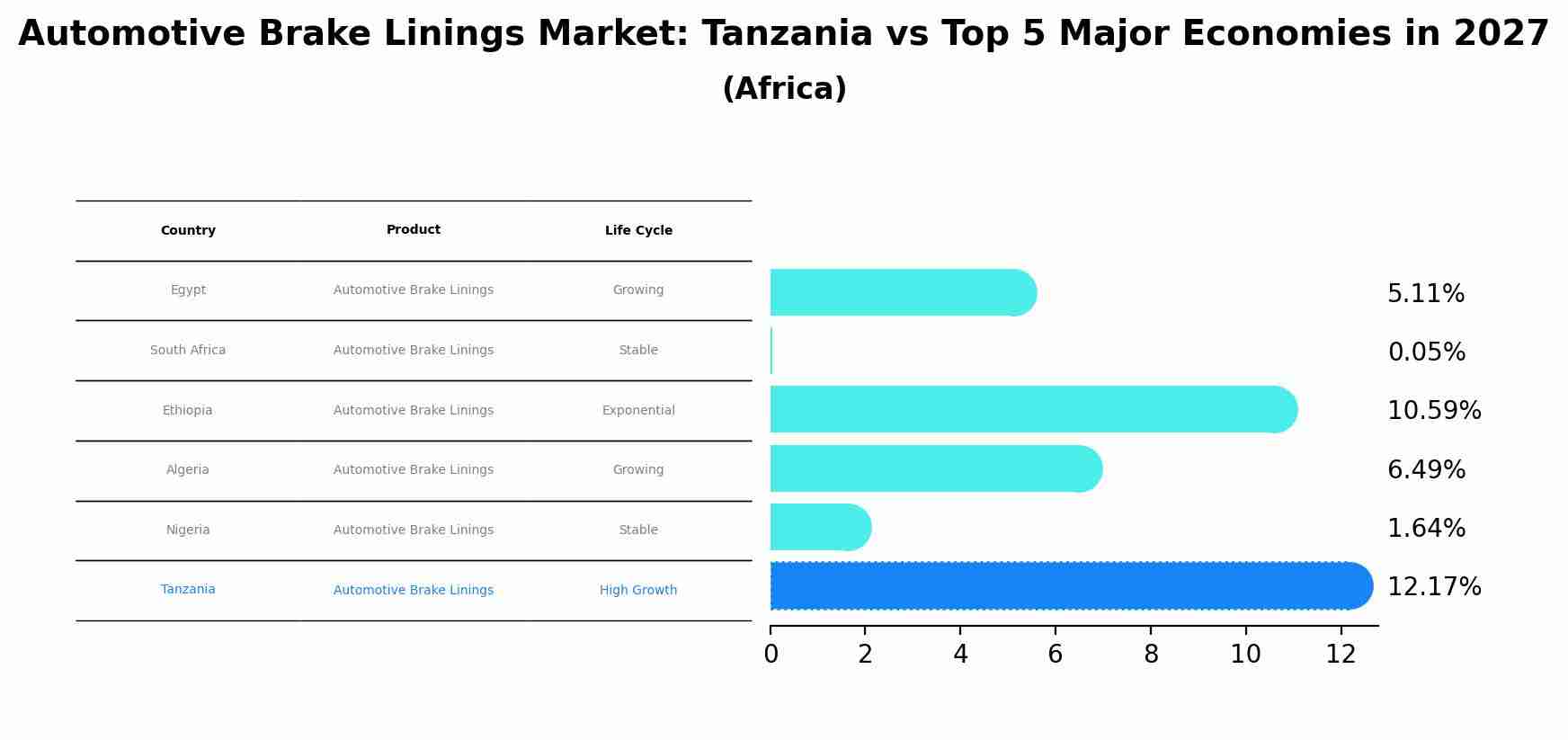 Automotive Brake Linings Market: Tanzania vs Top 5 Major Economies in 2027 (Africa)