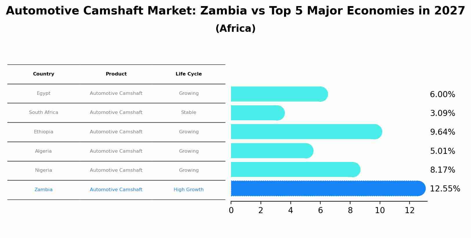 Automotive Camshaft Market: Zambia vs Top 5 Major Economies in 2027 (Africa)