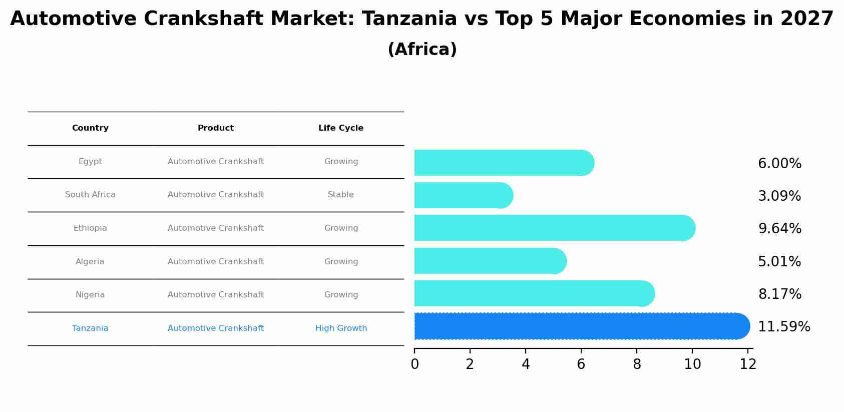 Automotive Crankshaft Market: Tanzania vs Top 5 Major Economies in 2027 (Africa)