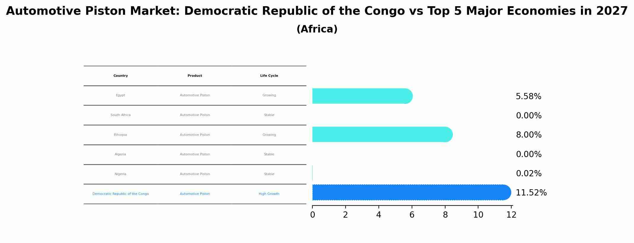 Automotive Piston Market: Democratic Republic of the Congo vs Top 5 Major Economies in 2027 (Africa)