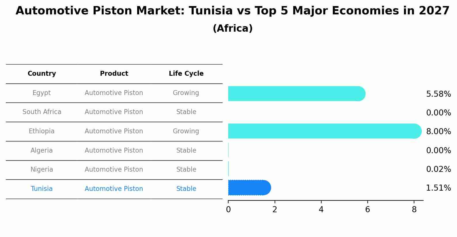 Automotive Piston Market: Tunisia vs Top 5 Major Economies in 2027 (Africa)