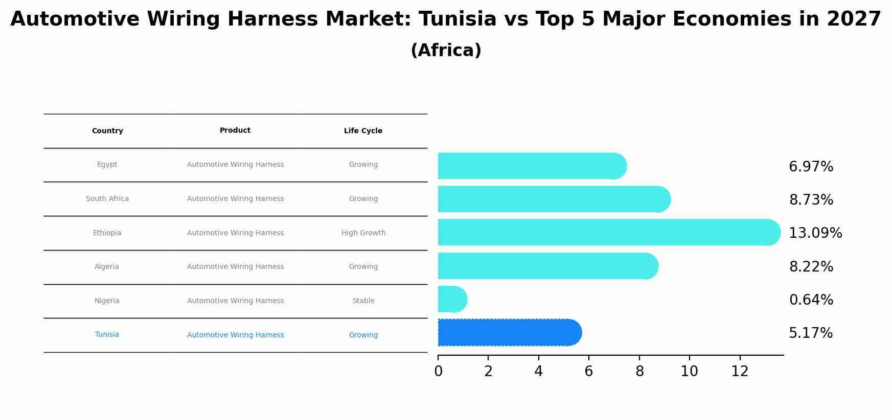 Automotive Wiring Harness Market: Tunisia vs Top 5 Major Economies in 2027 (Africa)