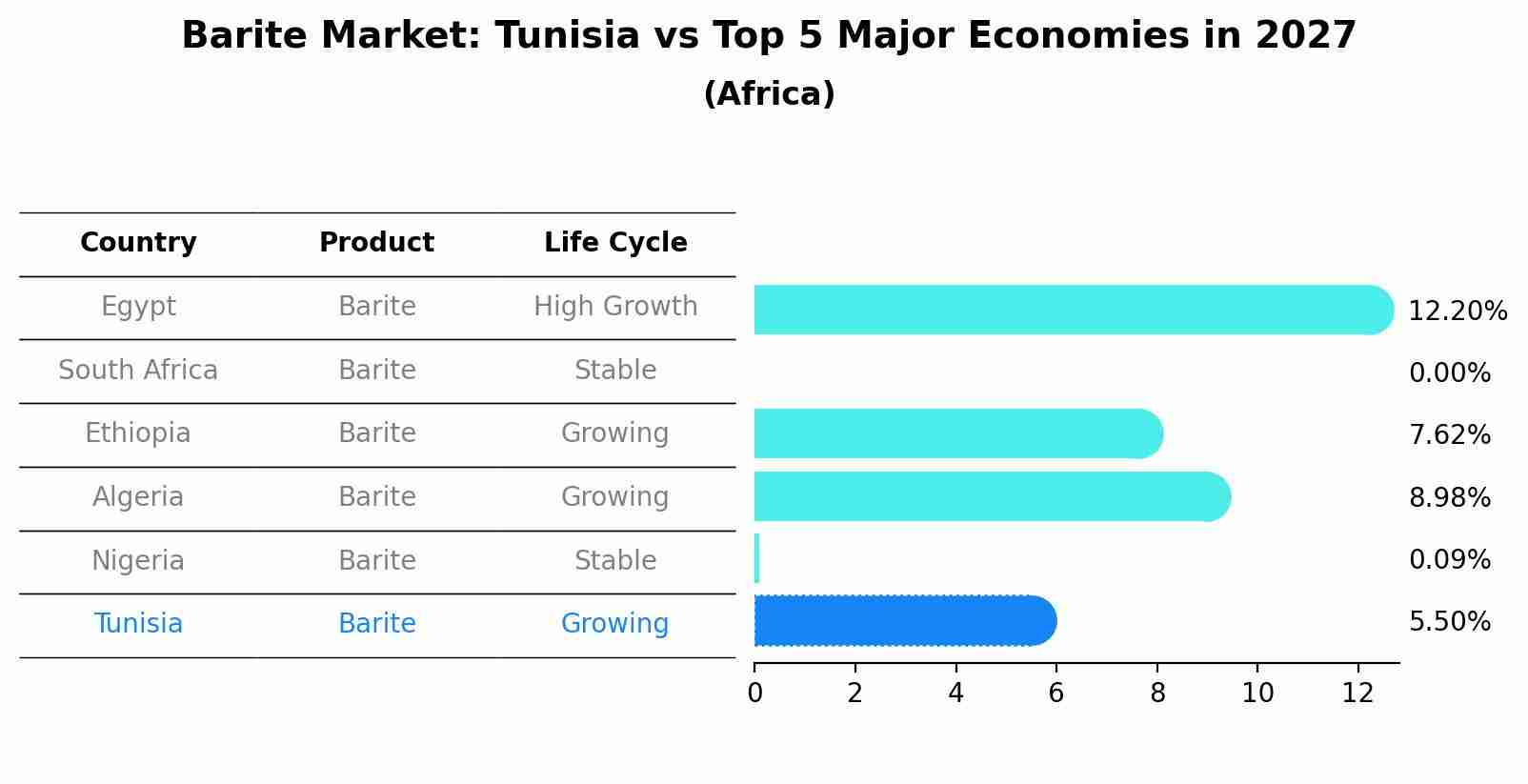 Barite Market: Tunisia vs Top 5 Major Economies in 2027 (Africa)