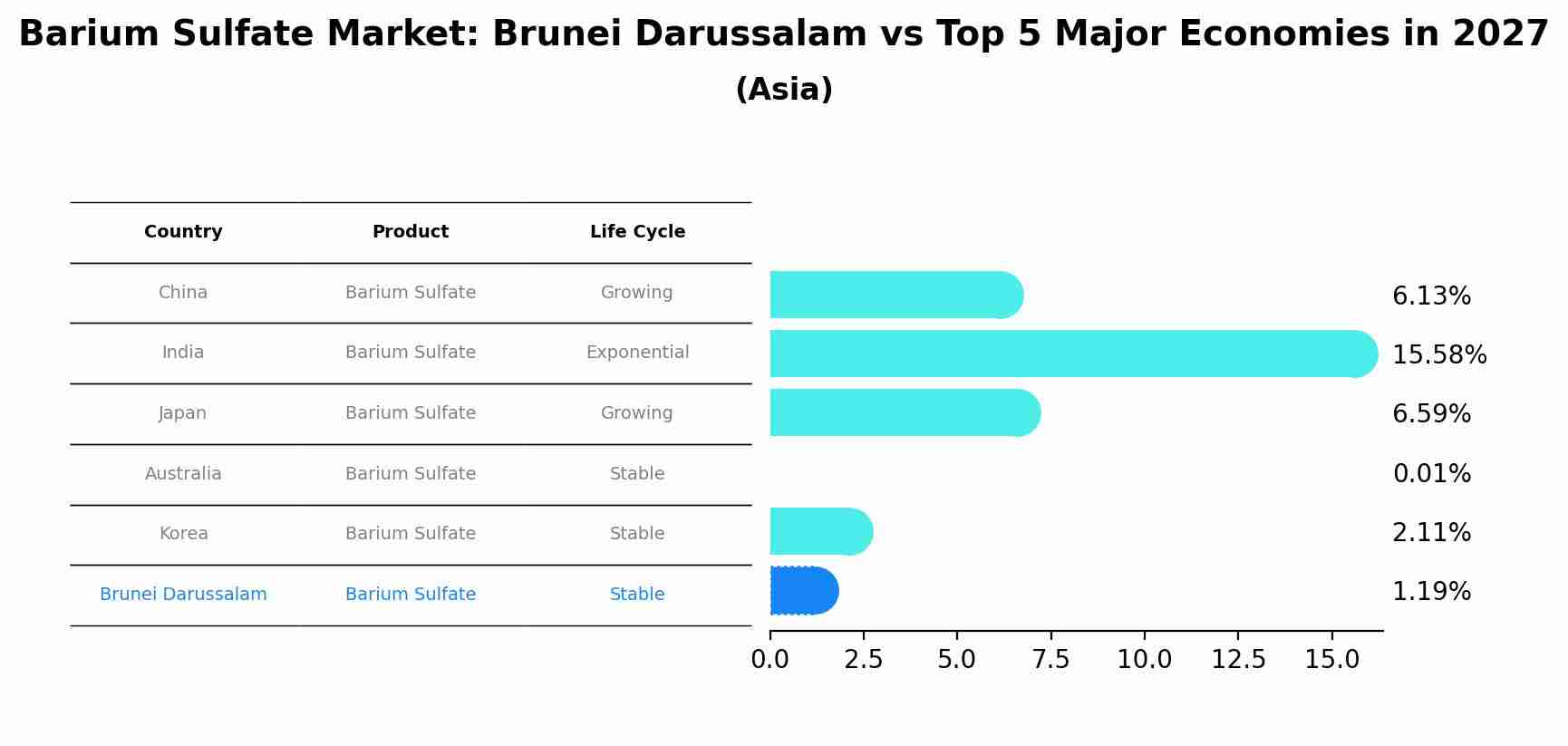 Barium Sulfate Market: Brunei Darussalam vs Top 5 Major Economies in 2027 (Asia)