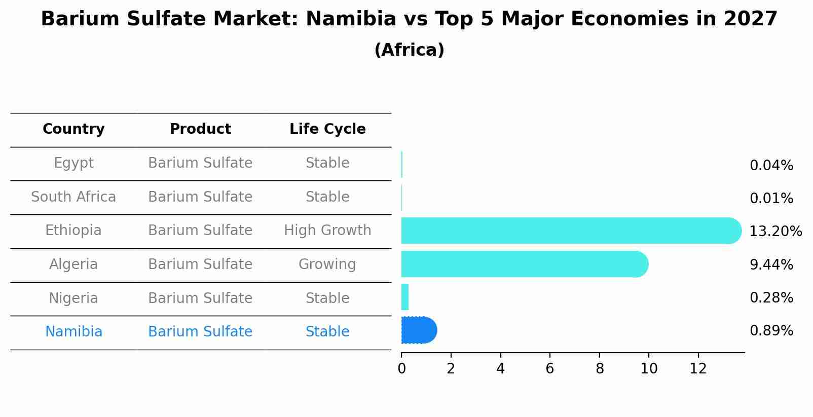 Barium Sulfate Market: Namibia vs Top 5 Major Economies in 2027 (Africa)
