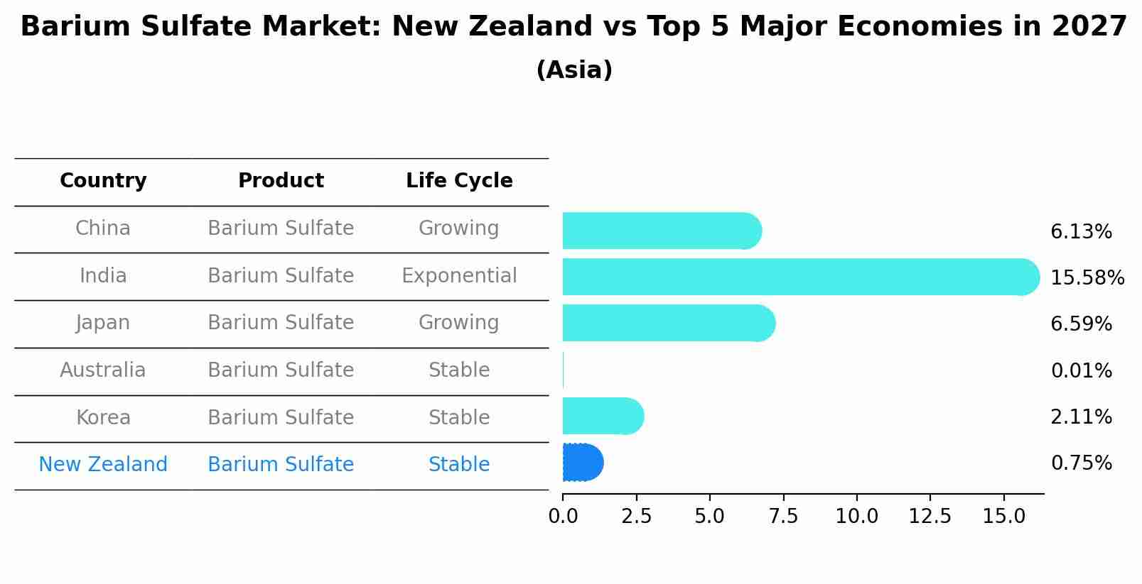 Barium Sulfate Market: New Zealand vs Top 5 Major Economies in 2027 (Asia)