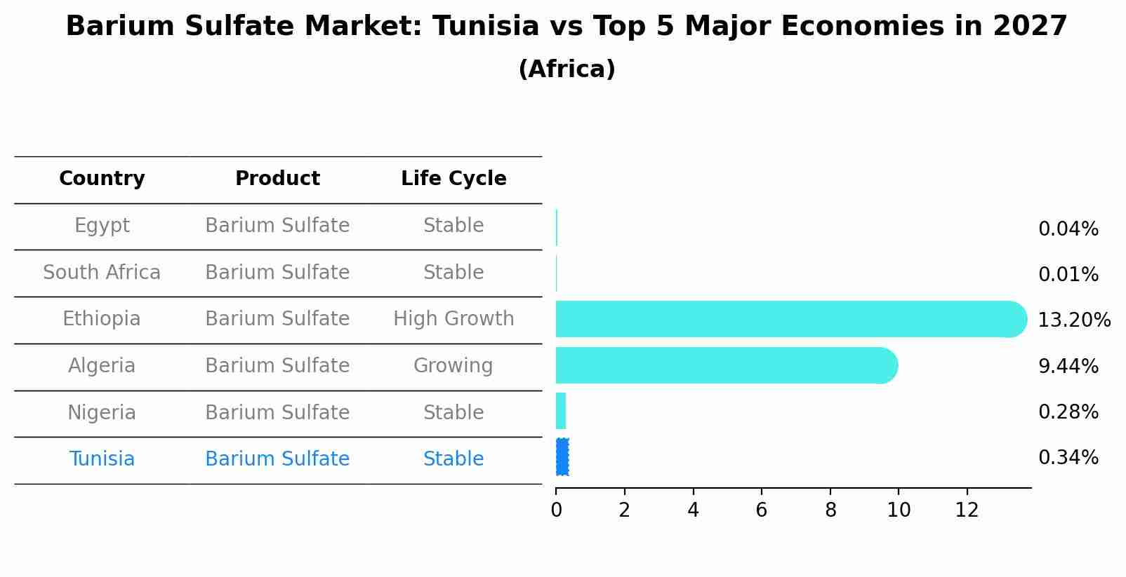 Barium Sulfate Market: Tunisia vs Top 5 Major Economies in 2027 (Africa)