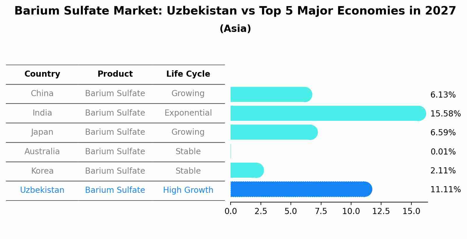 Barium Sulfate Market: Uzbekistan vs Top 5 Major Economies in 2027 (Asia)