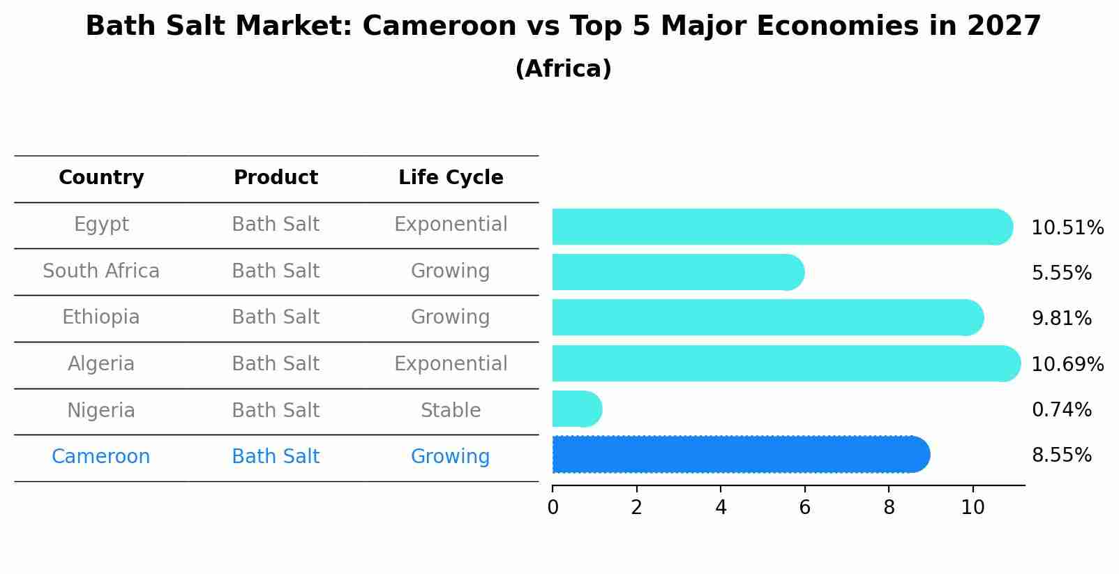 Bath Salt Market: Cameroon vs Top 5 Major Economies in 2027 (Africa)