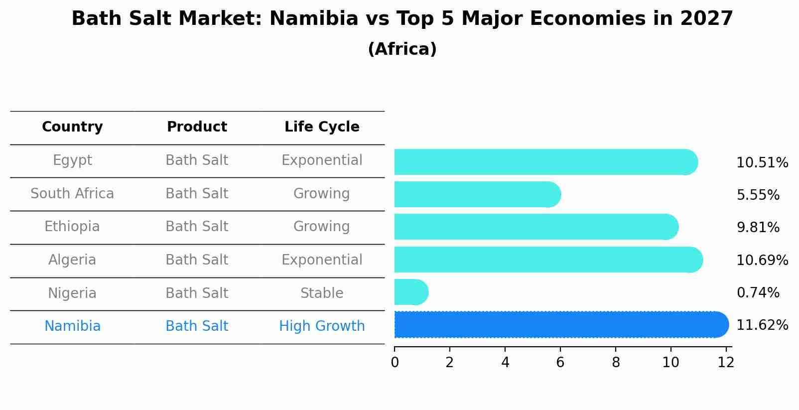 Bath Salt Market: Namibia vs Top 5 Major Economies in 2027 (Africa)