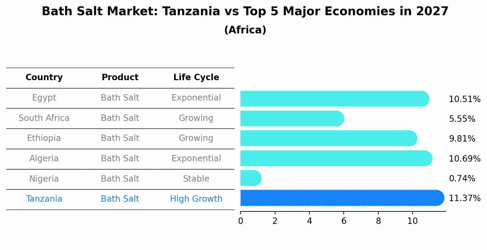 Bath Salt Market: Tanzania vs Top 5 Major Economies in 2027 (Africa)