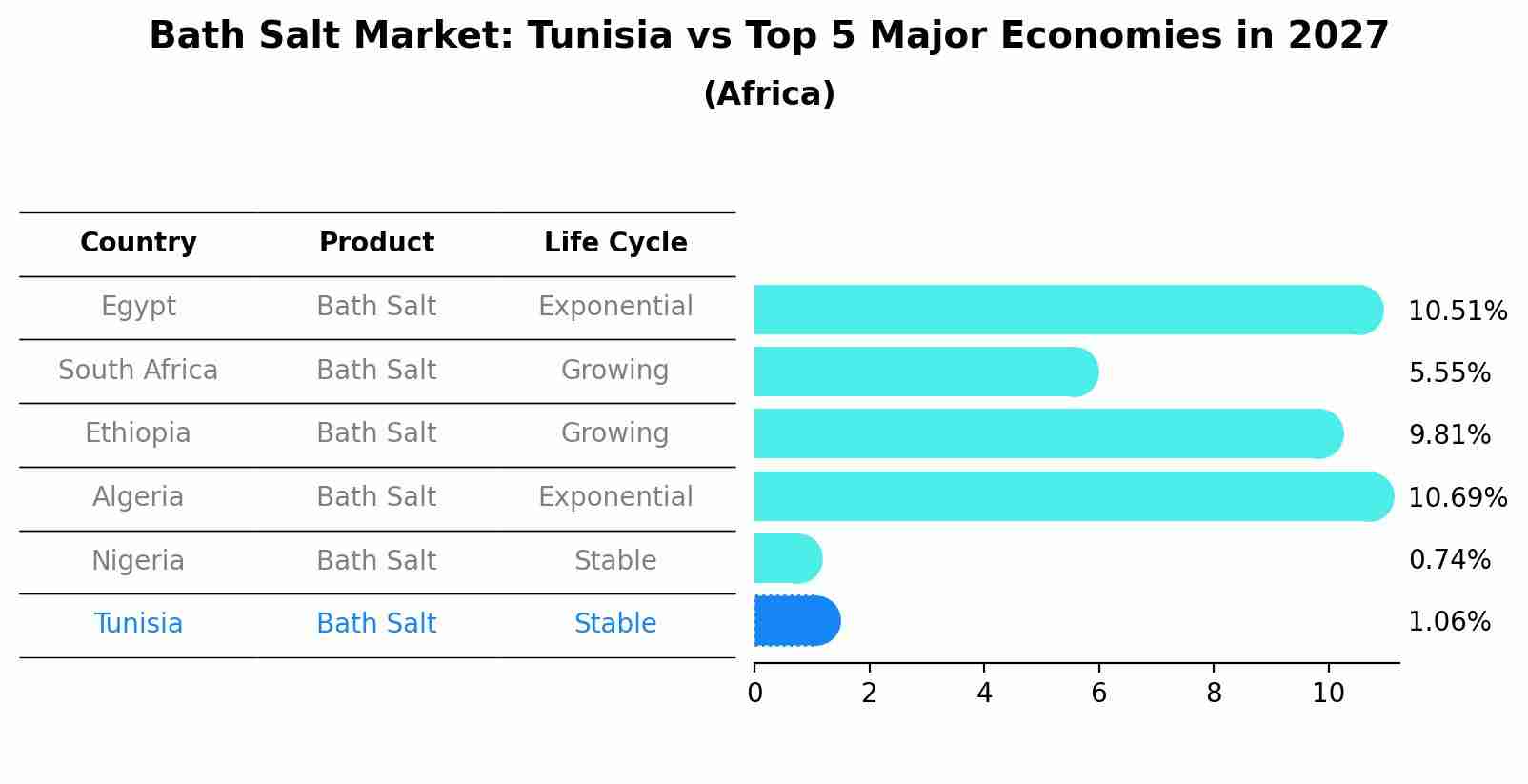 Bath Salt Market: Tunisia vs Top 5 Major Economies in 2027 (Africa)