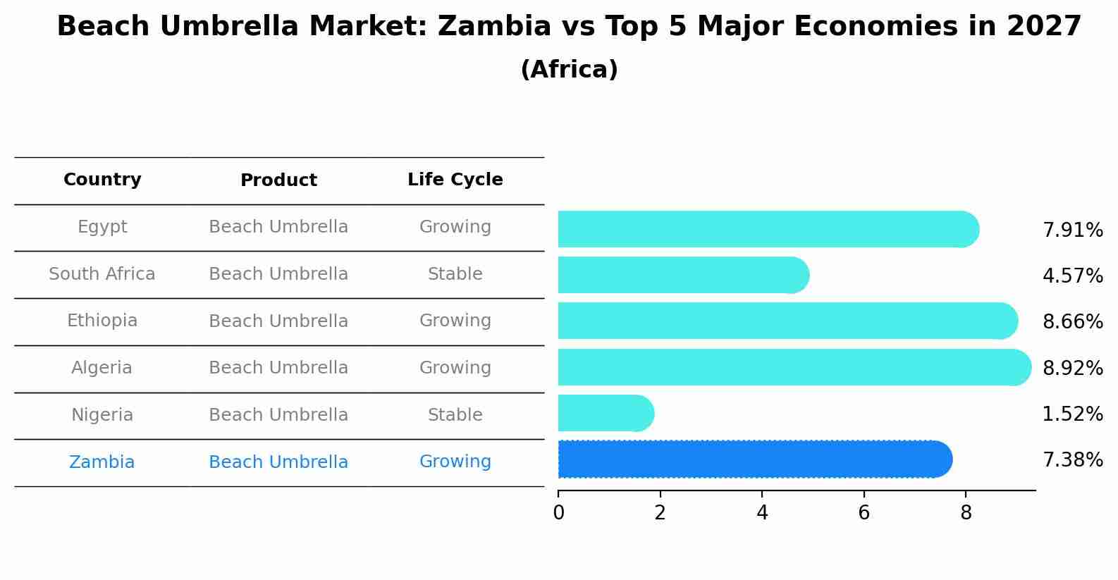 Beach Umbrella Market: Zambia vs Top 5 Major Economies in 2027 (Africa)