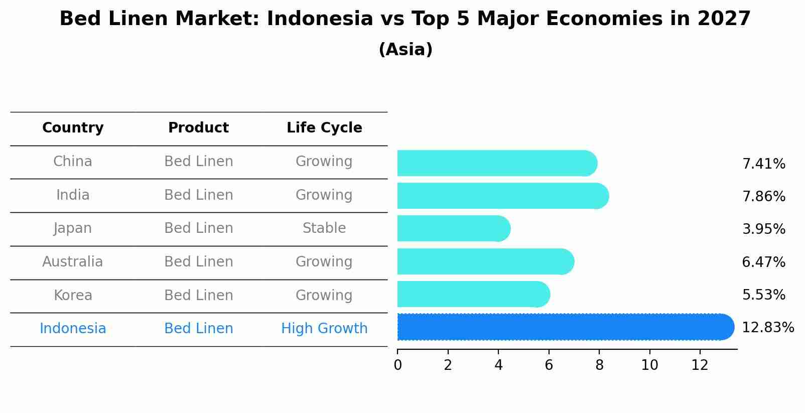 Bed Linen Market: Indonesia vs Top 5 Major Economies in 2027 (Asia)