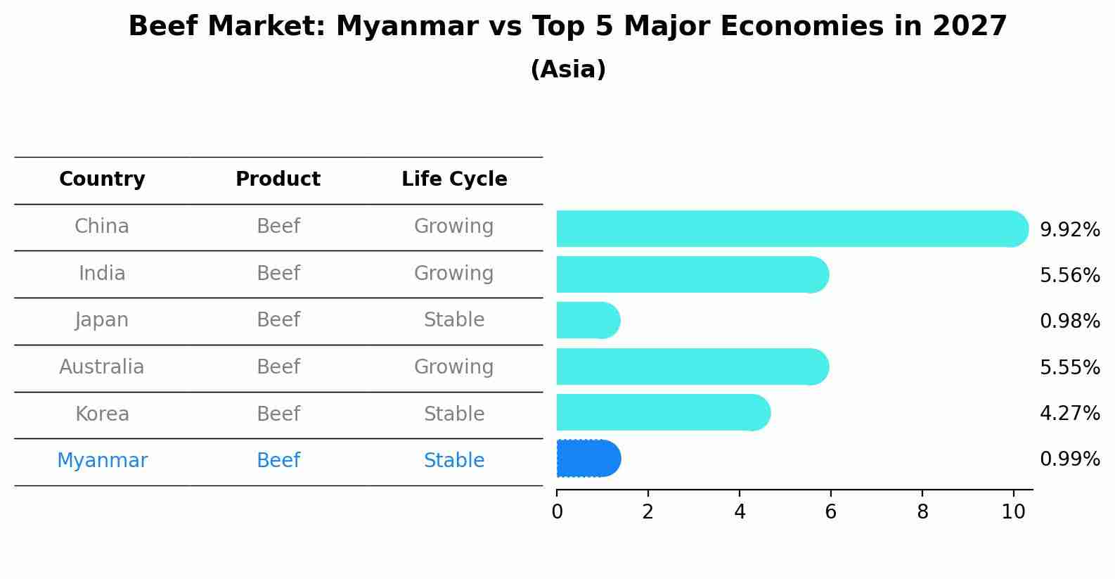 Beef Market: Myanmar vs Top 5 Major Economies in 2027 (Asia)