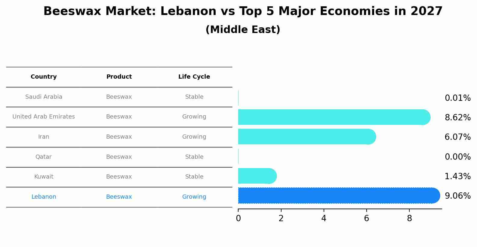Beeswax Market: Lebanon vs Top 5 Major Economies in 2027 (Middle East)