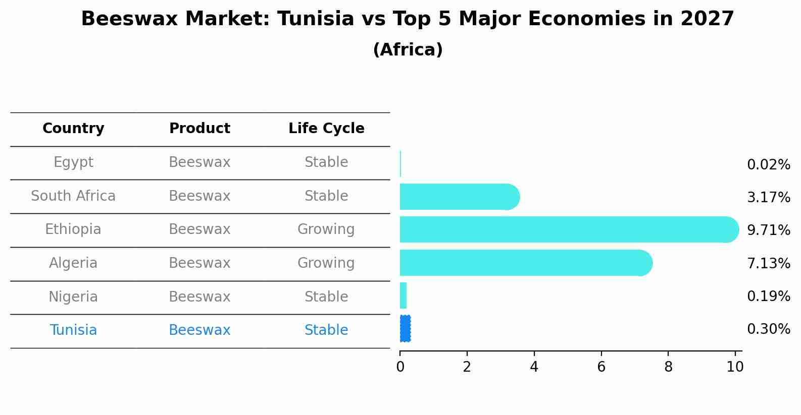 Beeswax Market: Tunisia vs Top 5 Major Economies in 2027 (Africa)