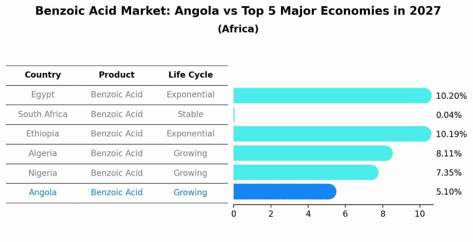 Benzoic Acid Market: Angola vs Top 5 Major Economies in 2027 (Africa)