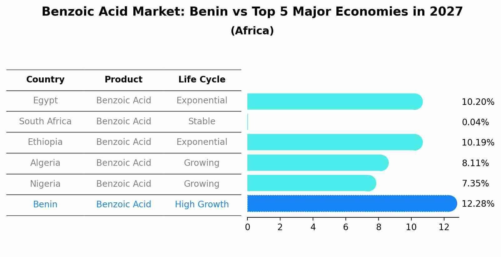 Benzoic Acid Market: Benin vs Top 5 Major Economies in 2027 (Africa)