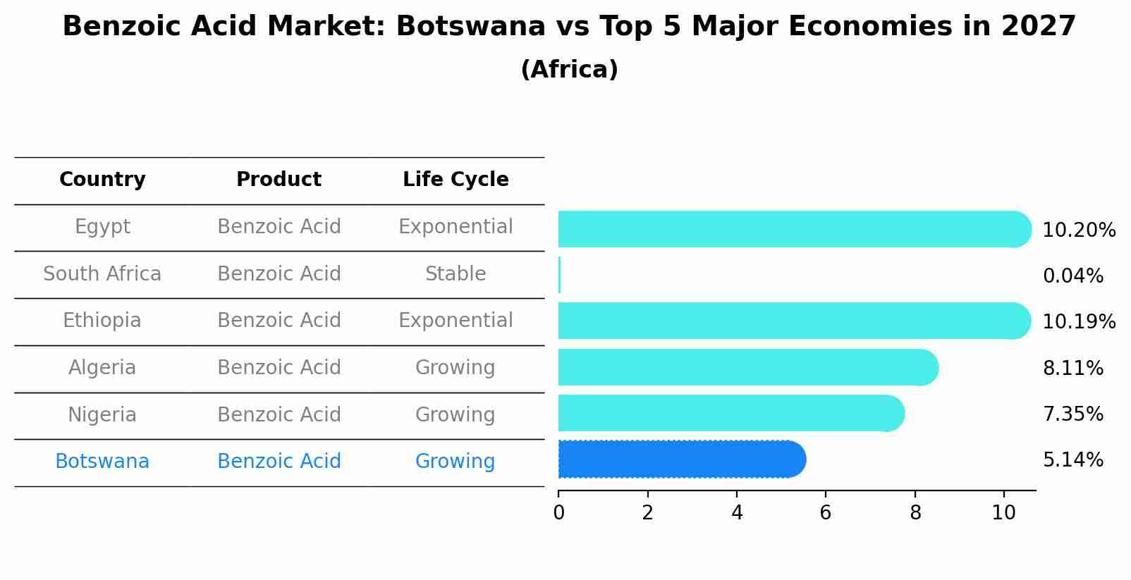 Benzoic Acid Market: Botswana vs Top 5 Major Economies in 2027 (Africa)