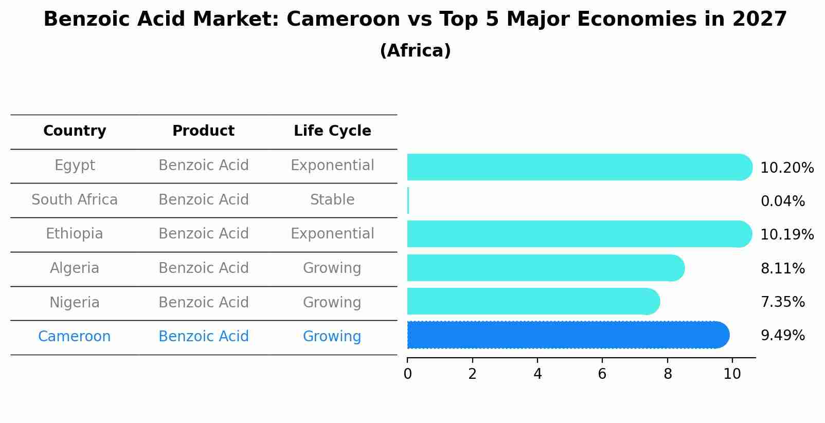 Benzoic Acid Market: Cameroon vs Top 5 Major Economies in 2027 (Africa)