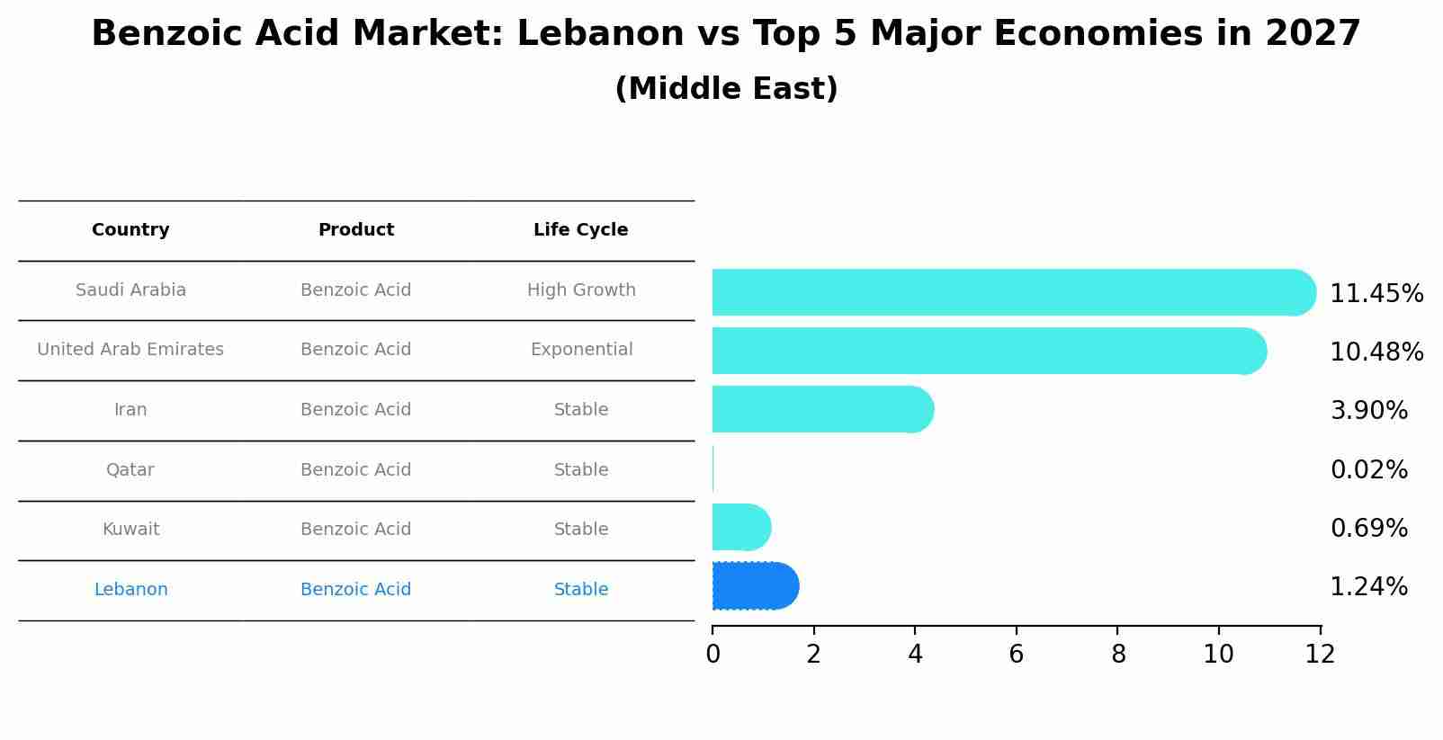 Benzoic Acid Market: Lebanon vs Top 5 Major Economies in 2027 (Middle East)