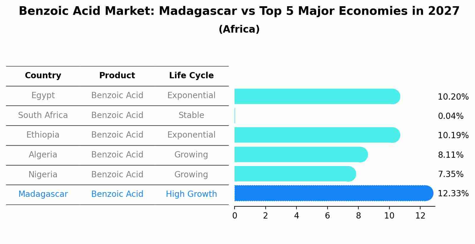 Benzoic Acid Market: Madagascar vs Top 5 Major Economies in 2027 (Africa)