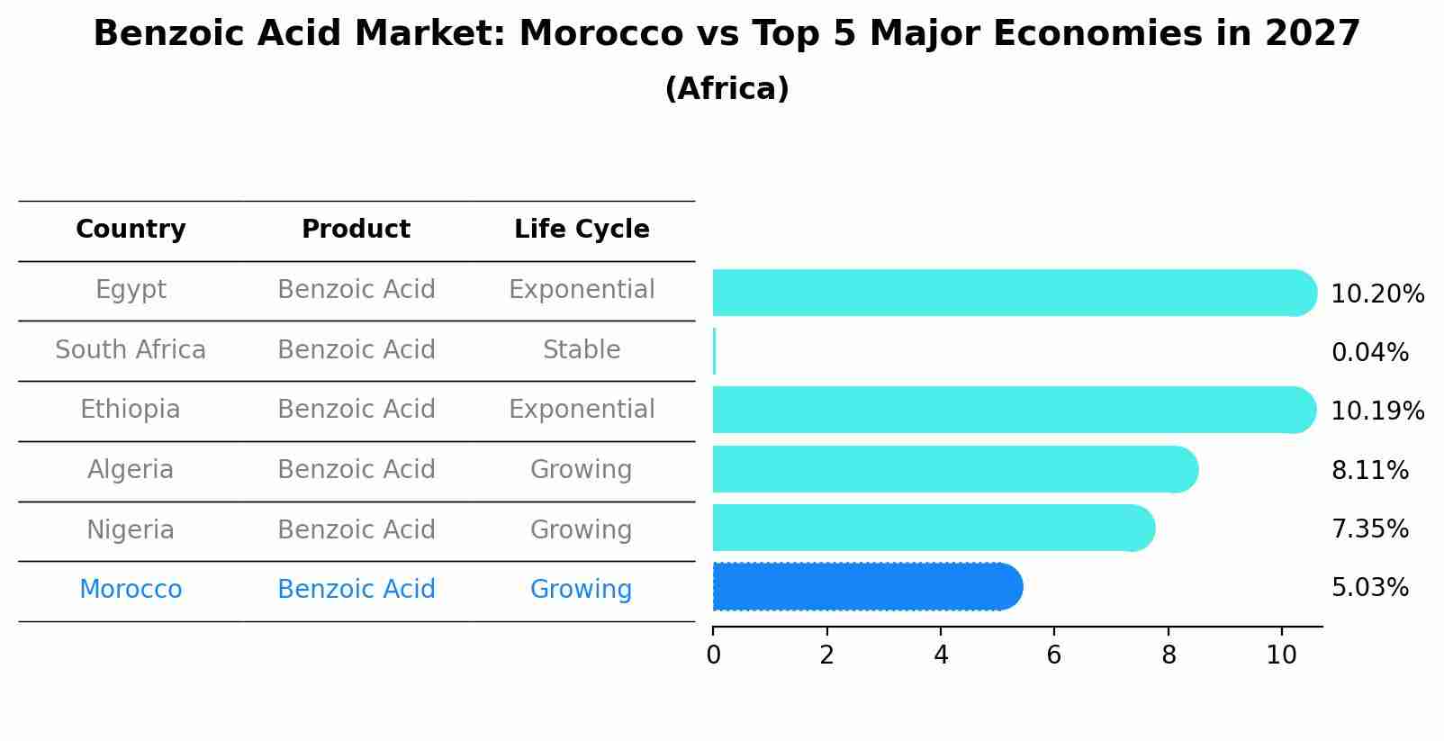 Benzoic Acid Market: Morocco vs Top 5 Major Economies in 2027 (Africa)
