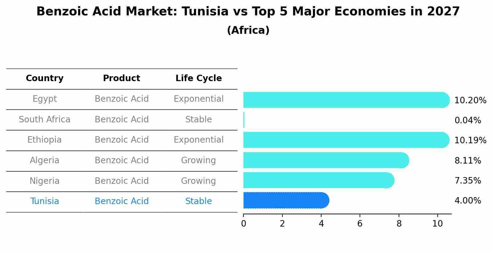 Benzoic Acid Market: Tunisia vs Top 5 Major Economies in 2027 (Africa)