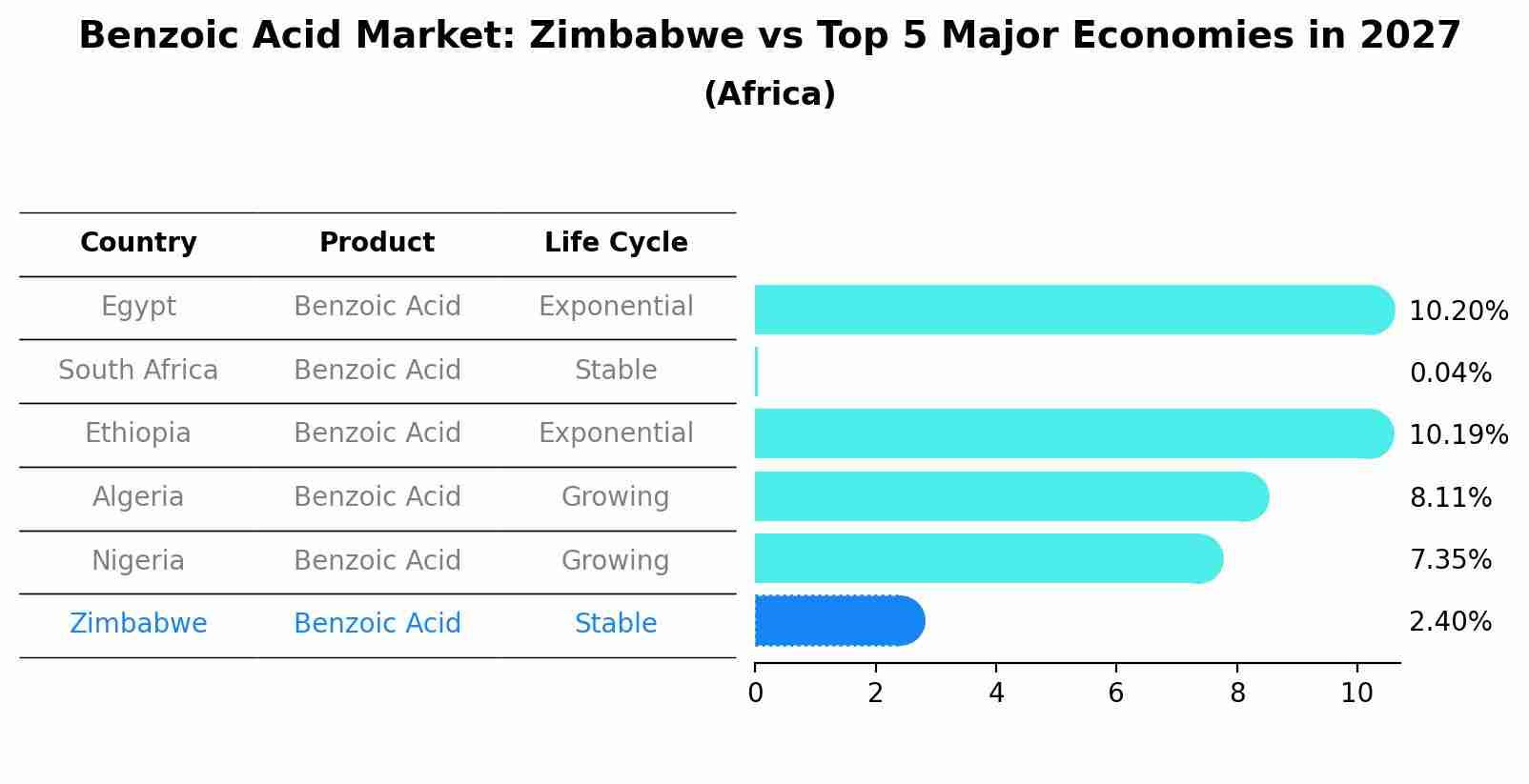 Benzoic Acid Market: Zimbabwe vs Top 5 Major Economies in 2027 (Africa)