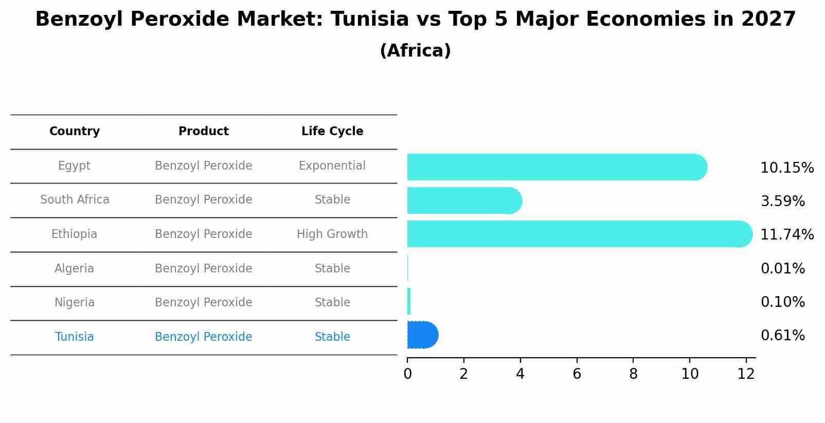 Benzoyl Peroxide Market: Tunisia vs Top 5 Major Economies in 2027 (Africa)