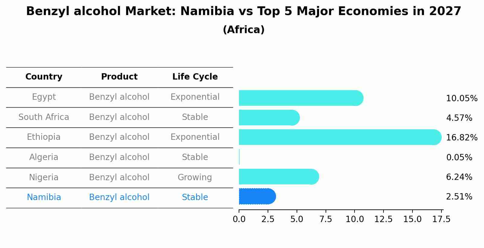 Benzyl alcohol Market: Namibia vs Top 5 Major Economies in 2027 (Africa)
