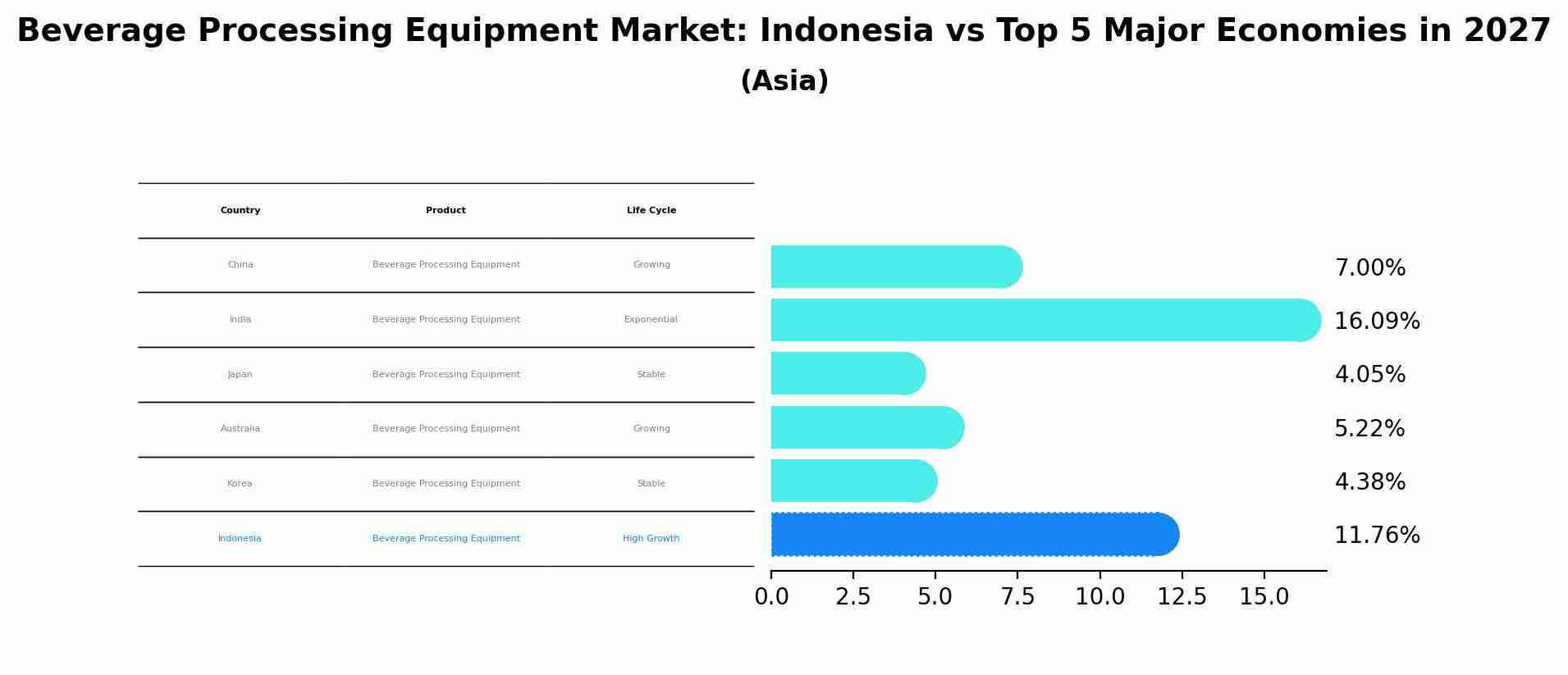 Beverage Processing Equipment Market: Indonesia vs Top 5 Major Economies in 2027 (Asia)