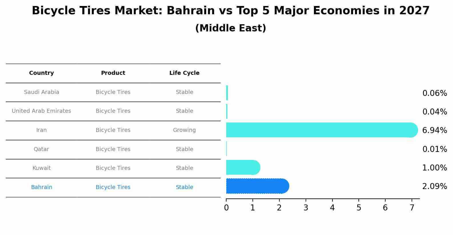 Bicycle Tires Market: Bahrain vs Top 5 Major Economies in 2027 (Middle East)