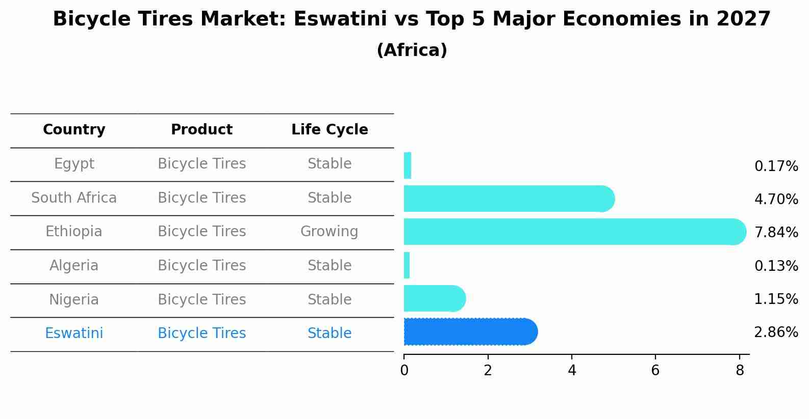 Bicycle Tires Market: Eswatini vs Top 5 Major Economies in 2027 (Africa)