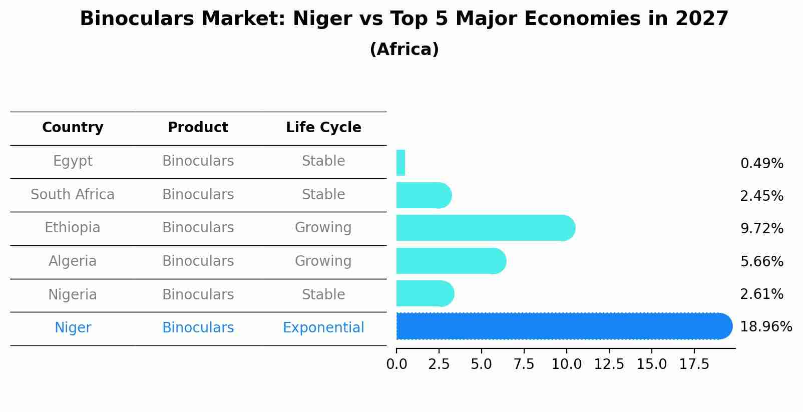 Binoculars Market: Niger vs Top 5 Major Economies in 2027 (Africa)