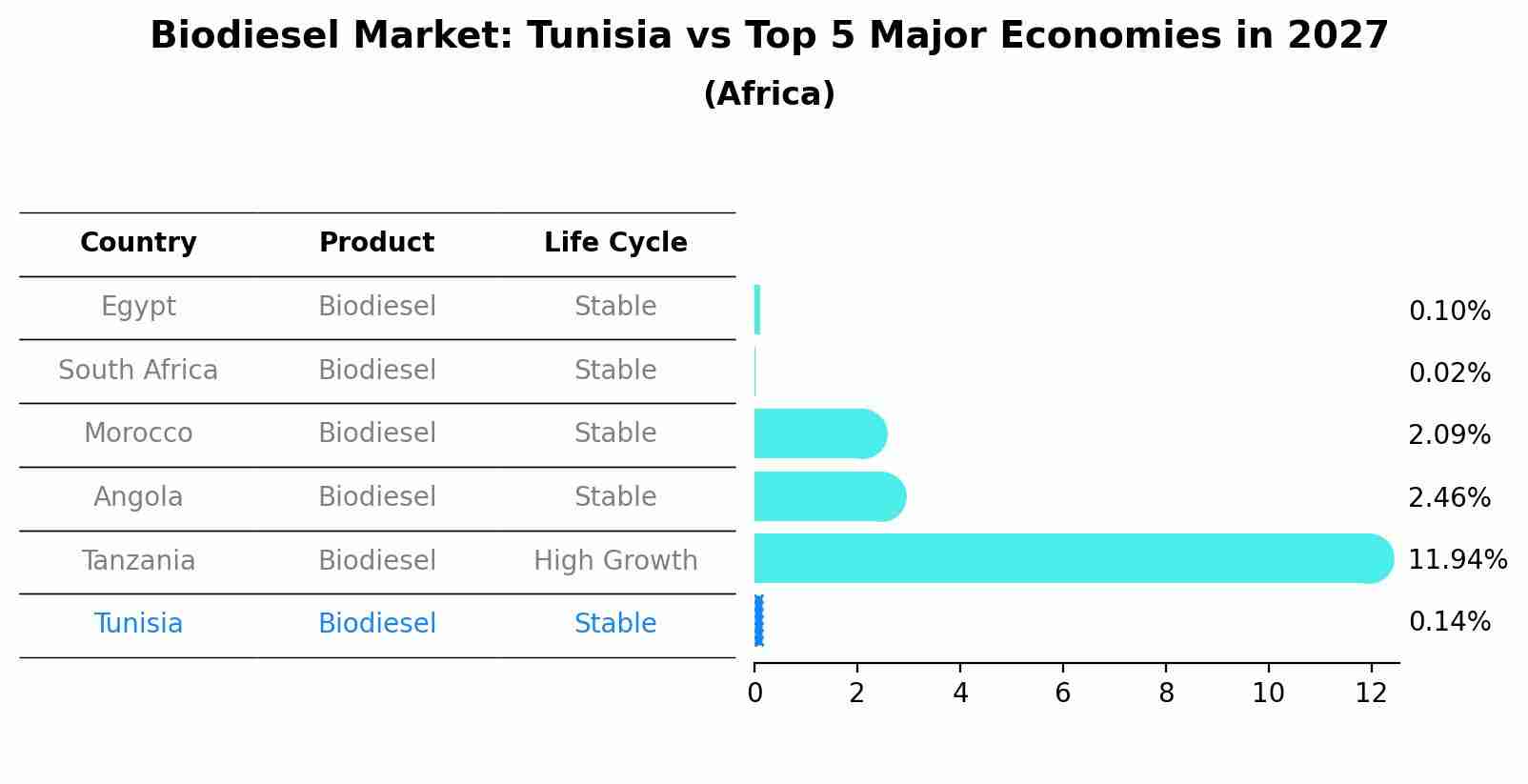 Biodiesel Market: Tunisia vs Top 5 Major Economies in 2027 (Africa)