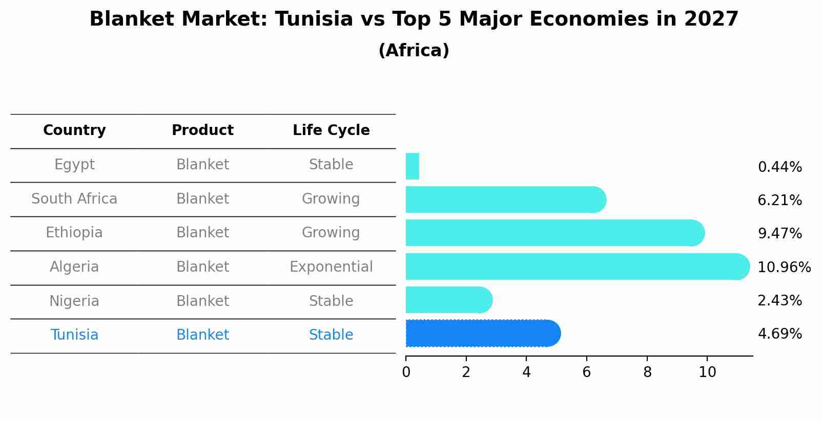 Blanket Market: Tunisia vs Top 5 Major Economies in 2027 (Africa)