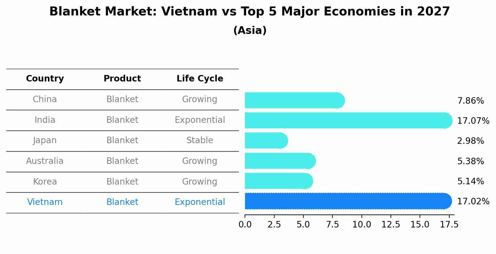 Blanket Market: Vietnam vs Top 5 Major Economies in 2027 (Asia)