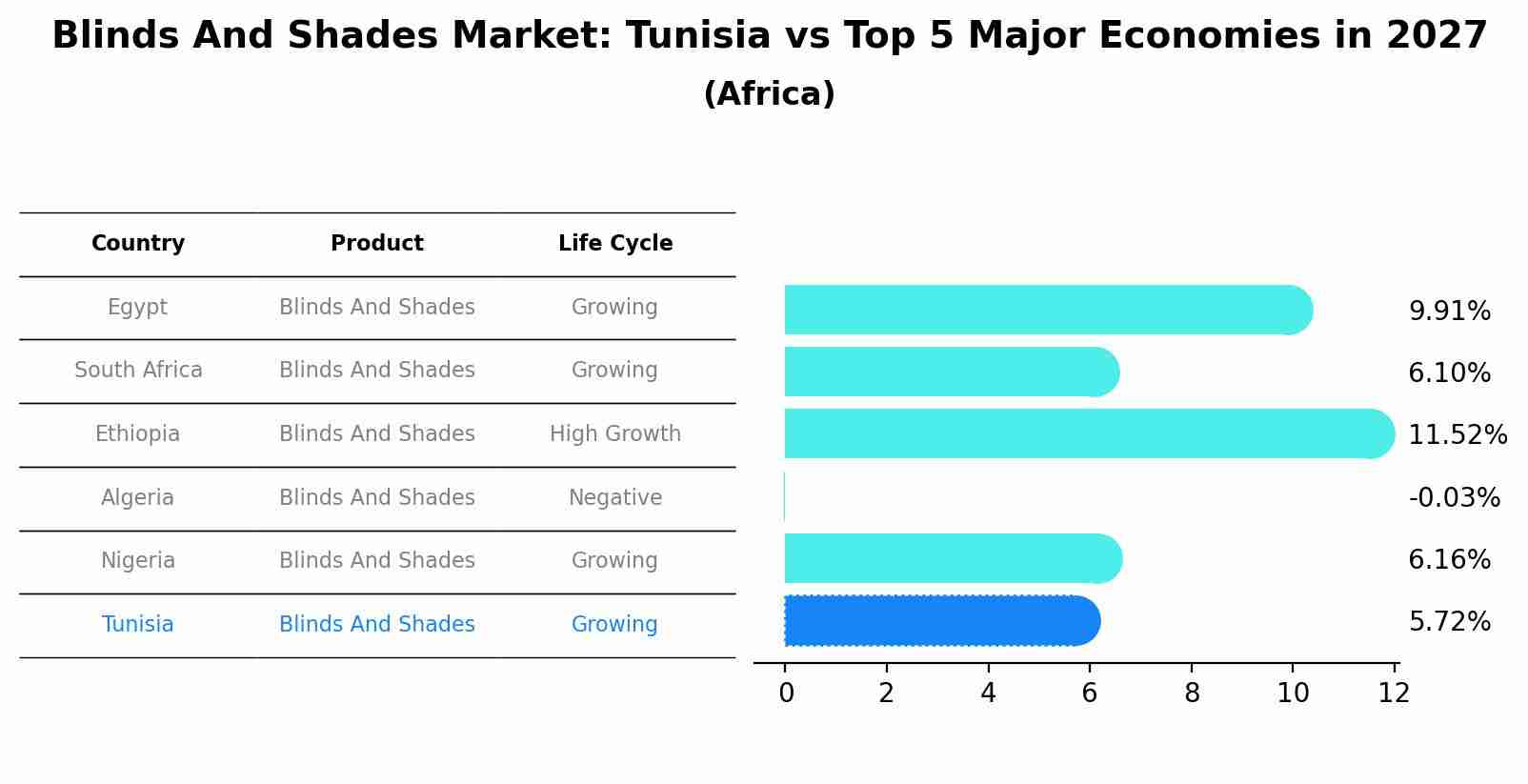 Blinds And Shades Market: Tunisia vs Top 5 Major Economies in 2027 (Africa)