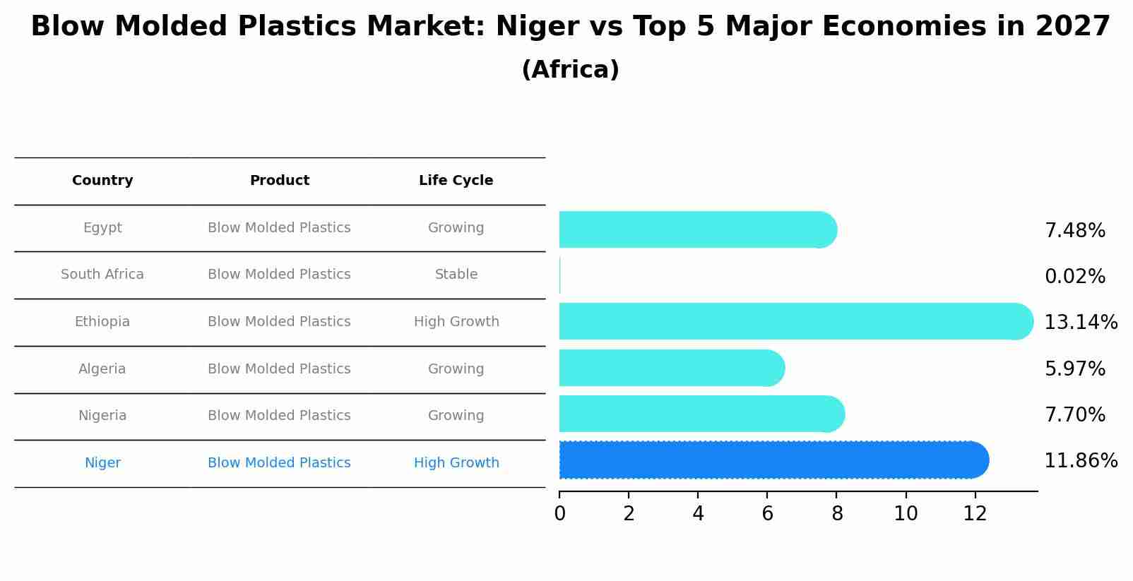 Blow Molded Plastics Market: Niger vs Top 5 Major Economies in 2027 (Africa)