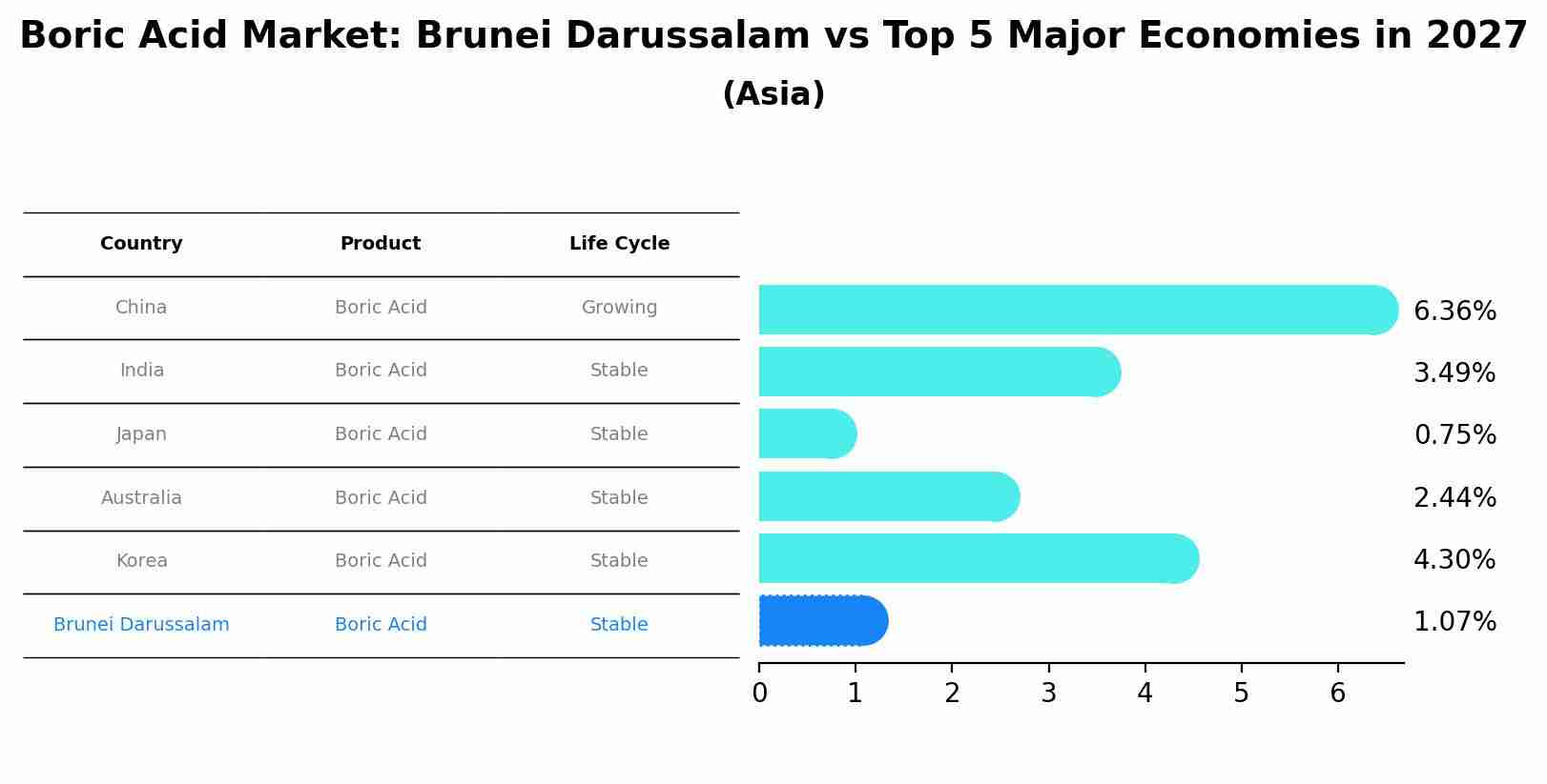 Boric Acid Market: Brunei Darussalam vs Top 5 Major Economies in 2027 (Asia)