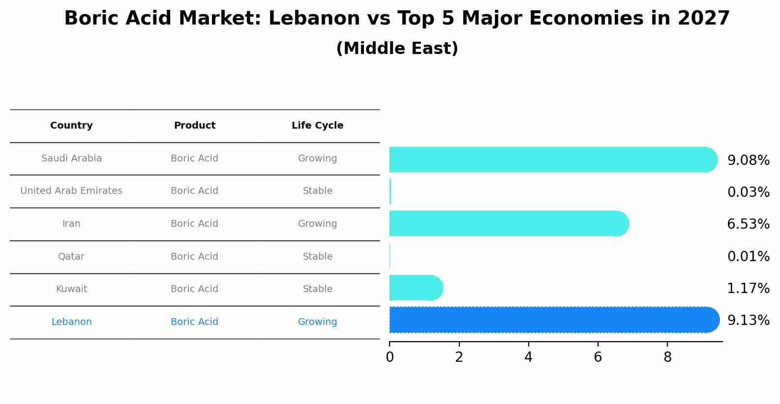 Boric Acid Market: Lebanon vs Top 5 Major Economies in 2027 (Middle East)