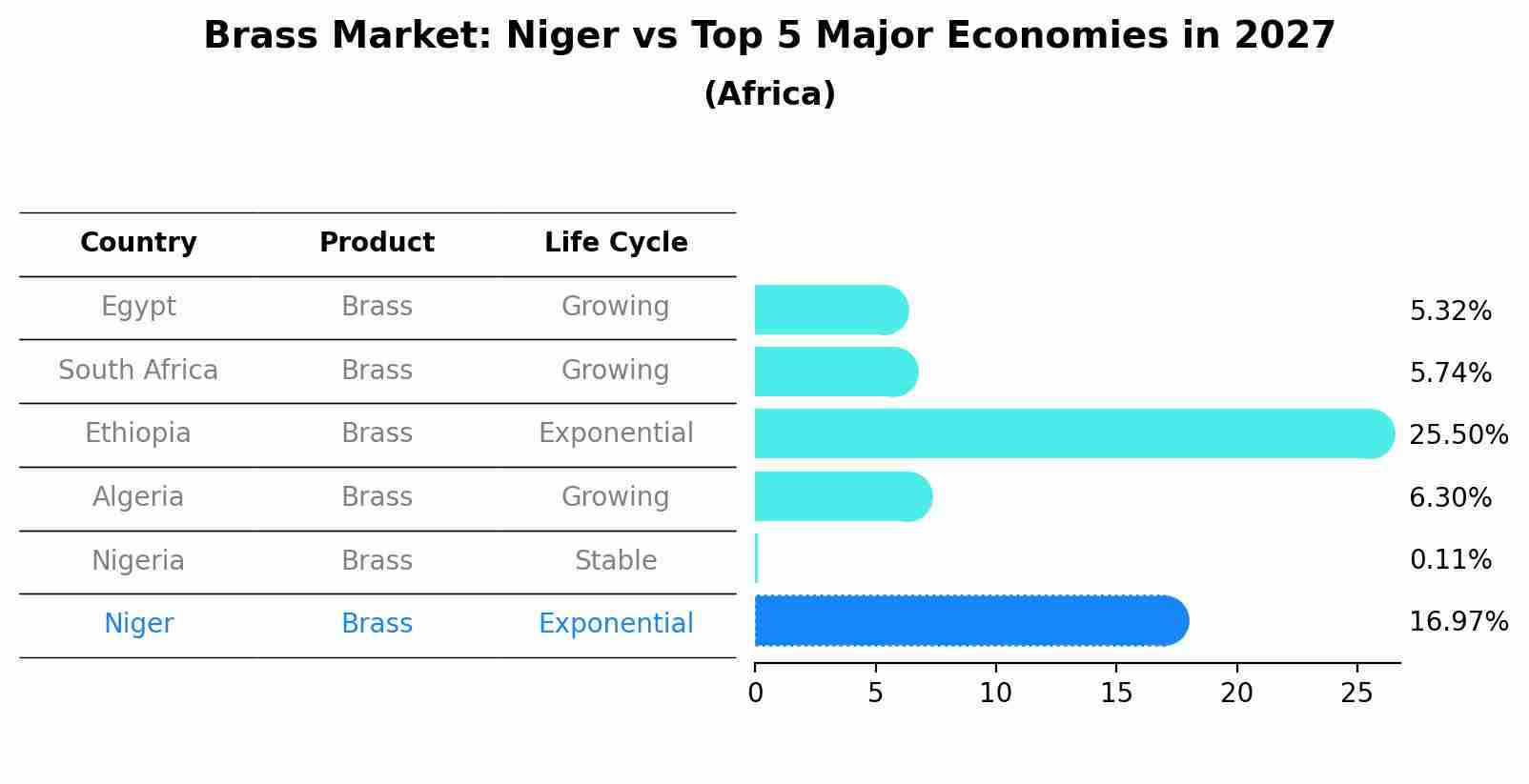 Brass Market: Niger vs Top 5 Major Economies in 2027 (Africa)