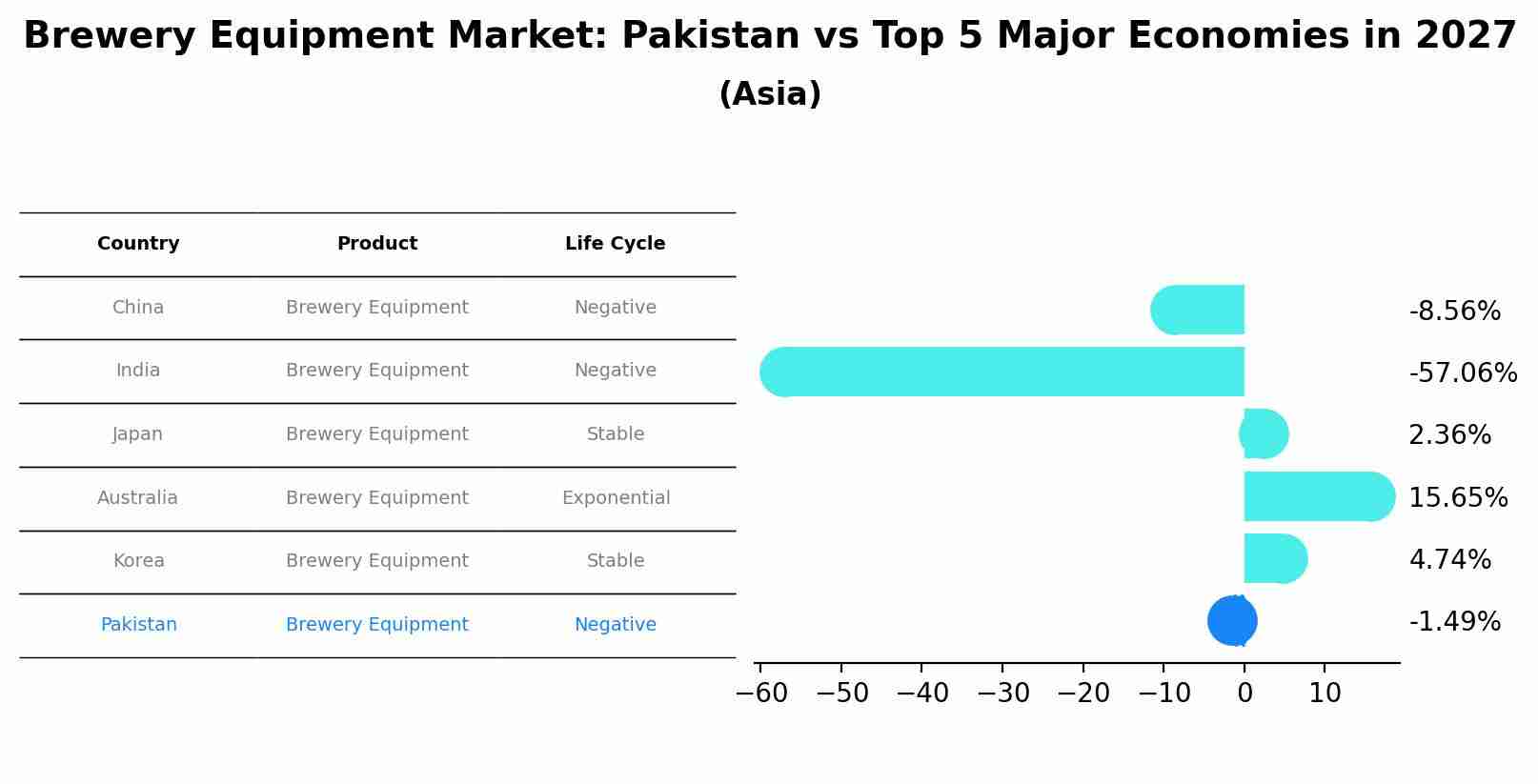 Brewery Equipment Market: Pakistan vs Top 5 Major Economies in 2027 (Asia)