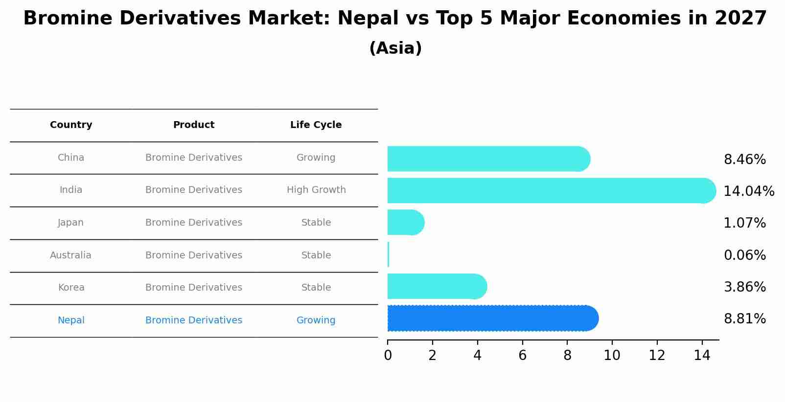Bromine Derivatives Market: Nepal vs Top 5 Major Economies in 2027 (Asia)